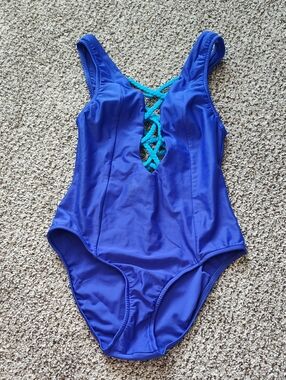 VENUS Royal Blue One-Piece Swimsuit with Teal Lace-Up Back